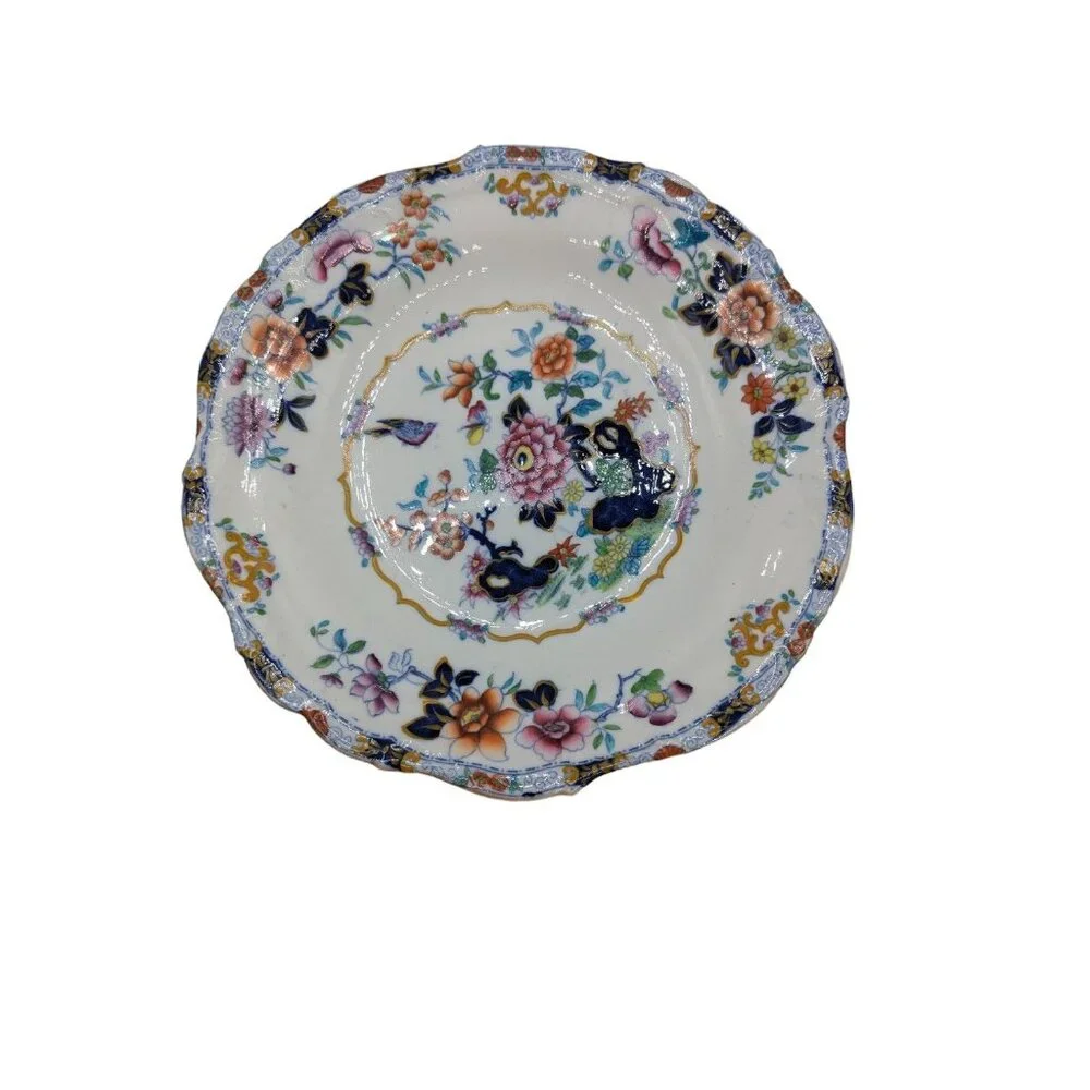 Antique Minton Oriental Japan Floral Pedestal Plate 10